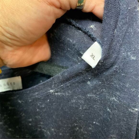 2214. Sandro Paris Unisex XL Speckled Blue Tee Semi sheer - Picture 5 of 5
